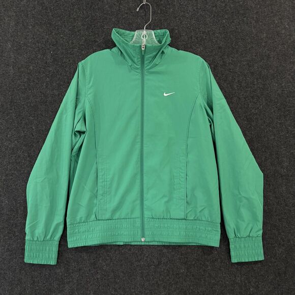 Nike Jacket Women's Large 12-14 Green Track Full Zip Windbreaker Pockets Vented - Picture 1 of 8